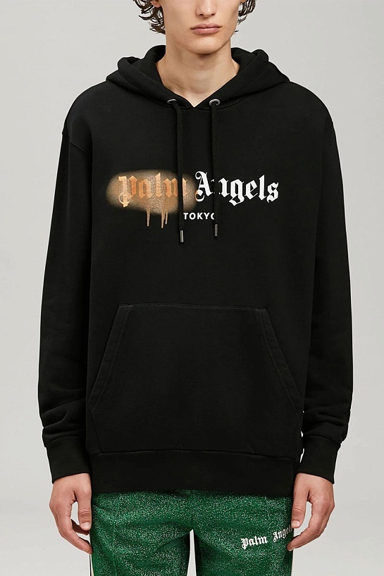Чёрное худи Palm Angels Heart Sprayed "Tokyo"