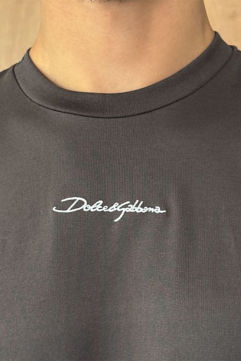 Футболка коричневого цвета Dolce & Gabbana logo-embroidered   
