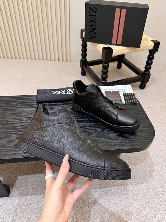 Кроссовки с мехом Ermenegildo Zegna Triple Stitch high-top