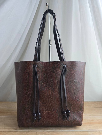 Кожаная сумка Etro с узором пейсли 30x26 см   