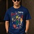 Мужская синяя футболка Alexander McQueen graphic skull