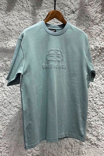 Серая оверсайз футболка Balenciaga BB logo   