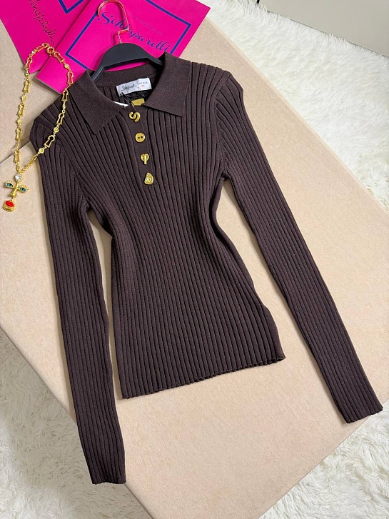 Женское поло с длинным рукавом Schiaparelli premium - Brown