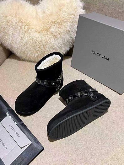 Женские ботинки с мехом Balenciaga Alaska premium - Black   