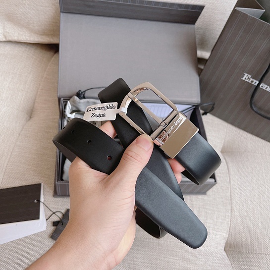 Двусторонний кожаный ремень Zegna Premium (длина 110 см, ширина 3.5 см)