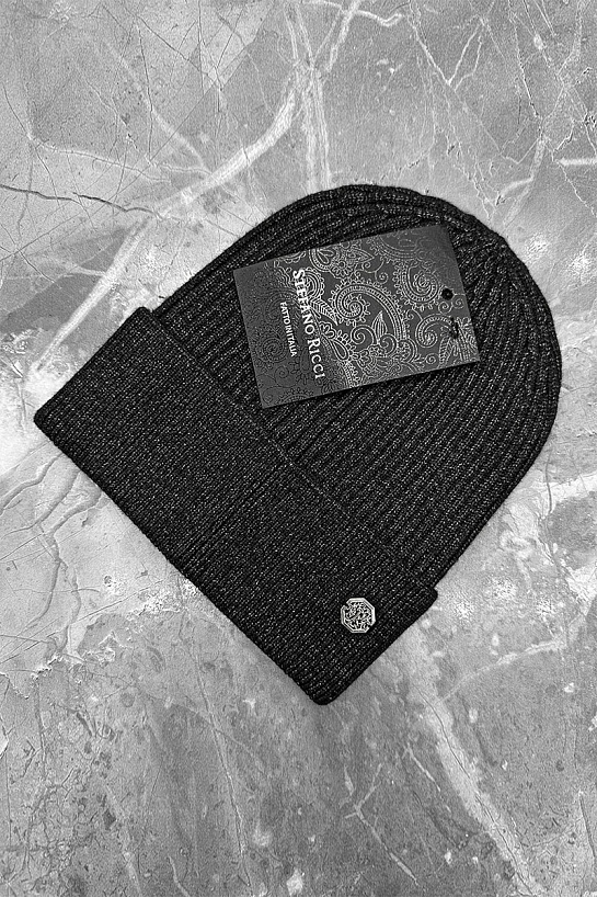 Шапка серого цвета Stefano Ricci logo-plaque