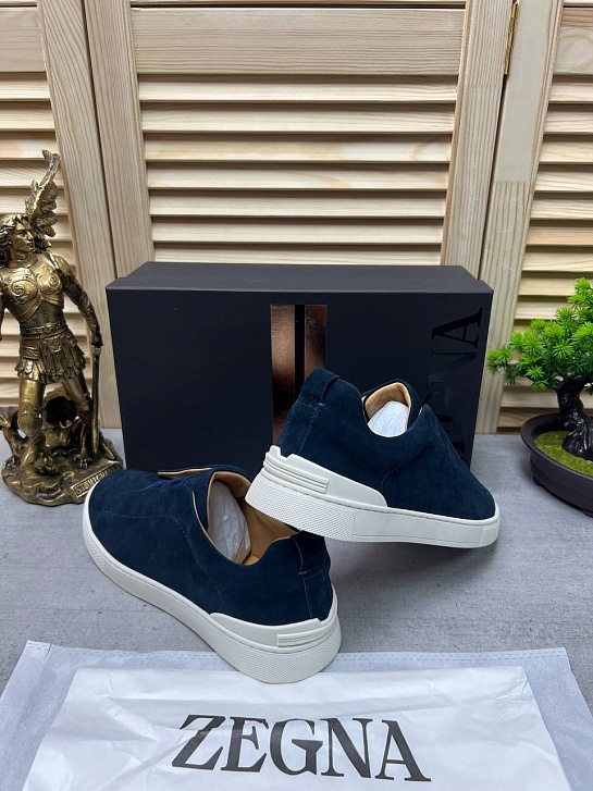 Замшевые кроссовки Ermenegildo Zegna Triple Stitch low-top - Navy