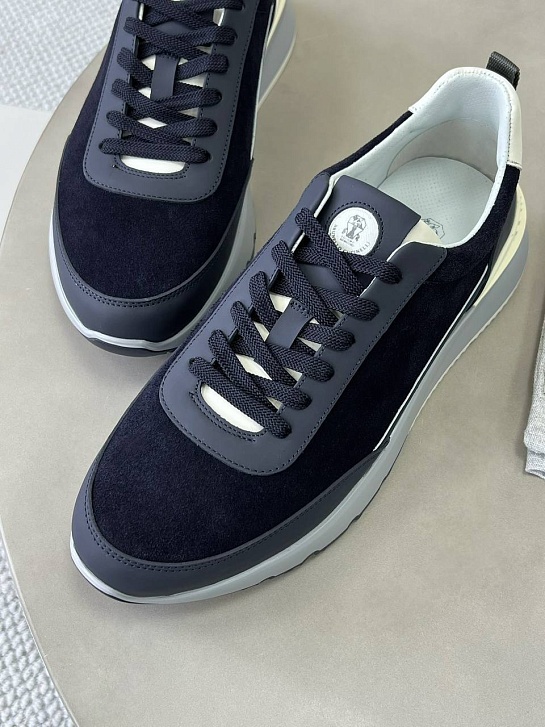 Замшевые кроссовки Brunello Cucinelli Premium - Navy