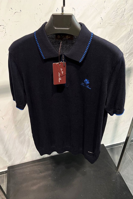 Мужское поло Loro Piana zip-neck - Navy