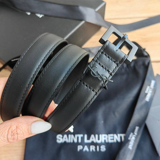 Кожаный ремень Yves Saint Laurent (ширина 2 см)