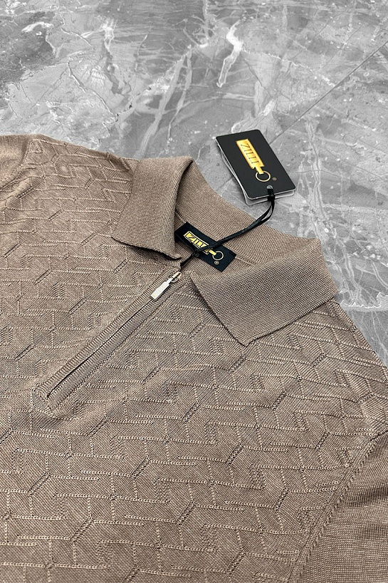 Поло с длинным рукавом Zilli zip-up - Beige