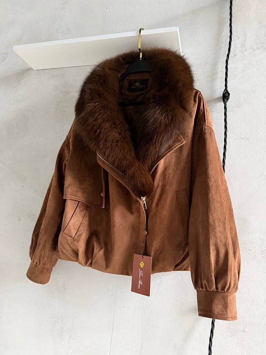 Женский бомбер с натуральным мехом Loro Piana premium