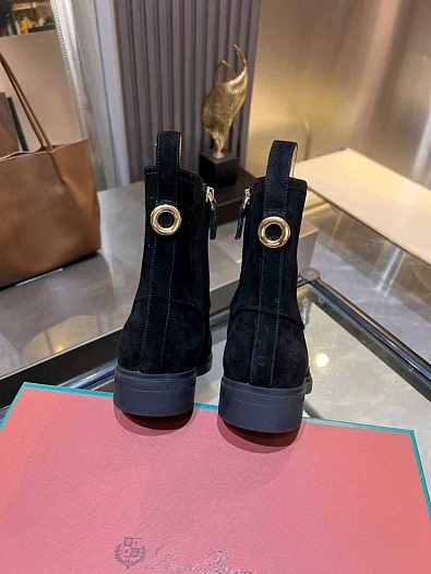 Женские замшевые сапоги Loro Piana premium - Black   