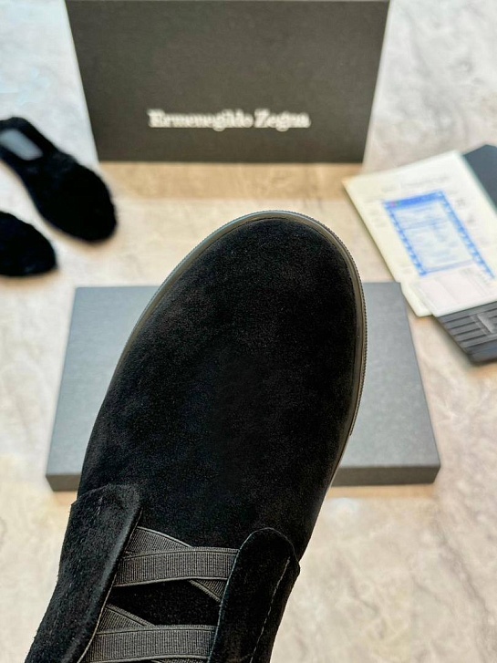 Кроссовки с мехом Ermenegildo Zegna Triple Stitch - Black