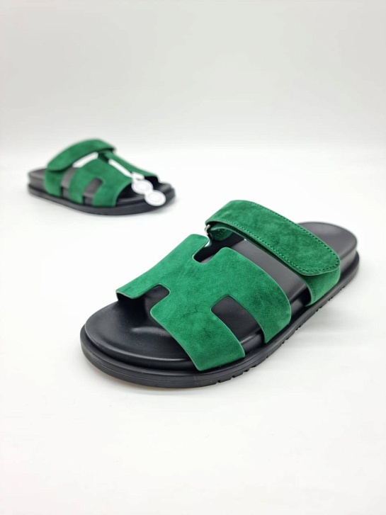 Женские замшевые сандалии Hermes Chypre - Green