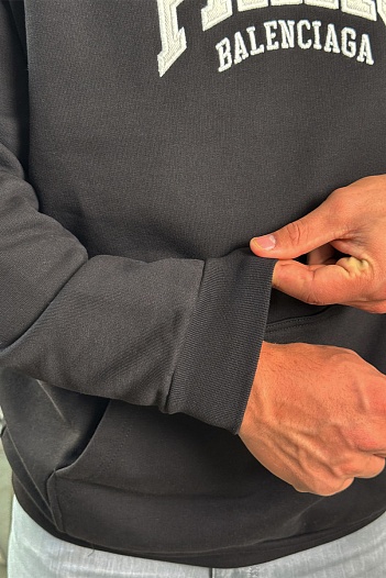 Чёрное худи Balenciaga Paris logo-embroidered   