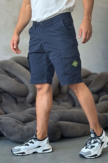 Синие шорты Stone Island cargo compass-patch   