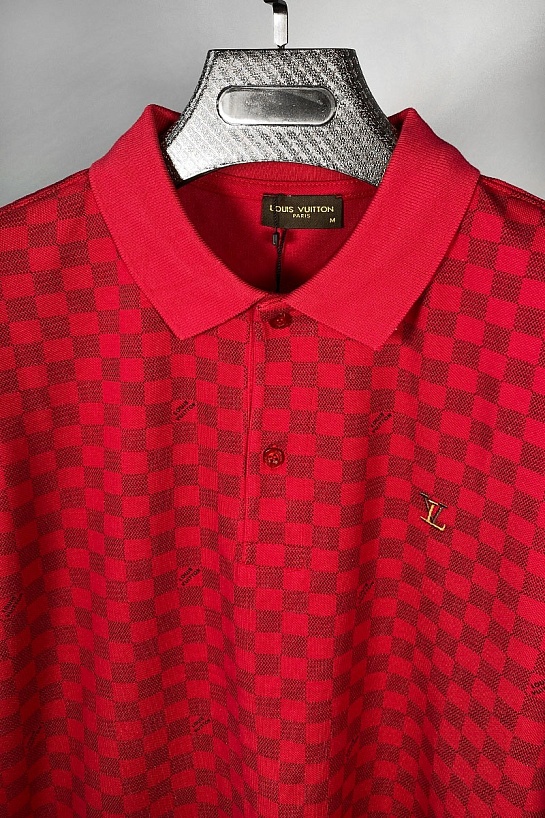 Мужское брендовое поло Louis Vuitton красного цвета