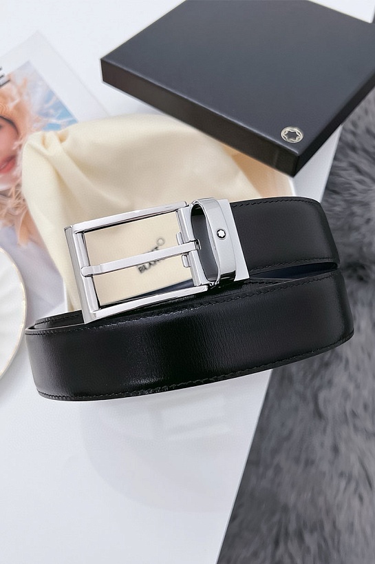Двусторонний кожаный ремень Montblanc Premium (ширина 3.5 см)