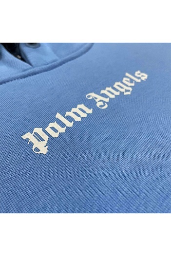 Голубое оверсайз худи Palm Angels Classic logo-print   