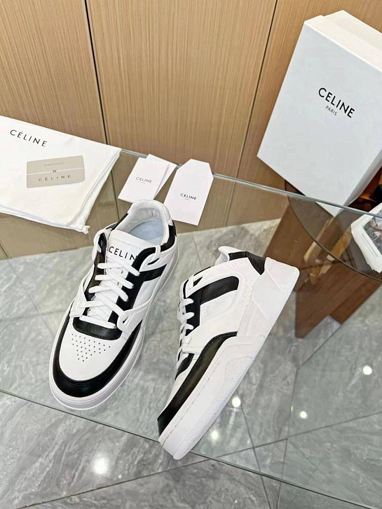 Женские кожаные кроссовки Celine - Black / White