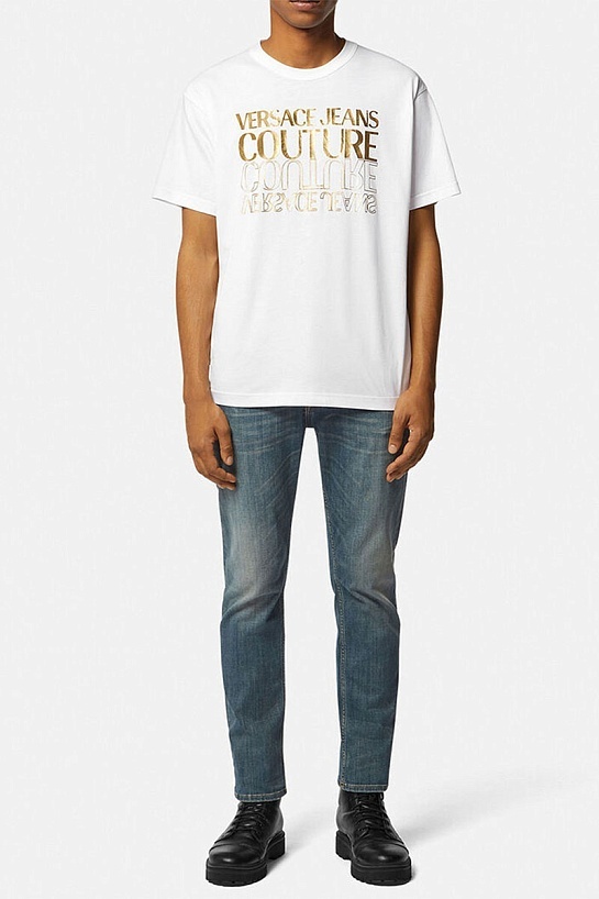 Белая футболка Versace Upside Down-logo