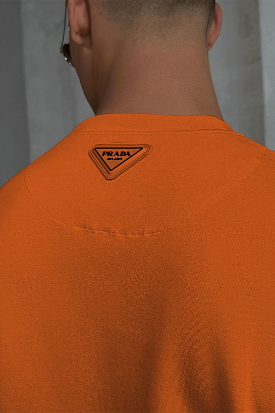 Оранжевая оверсайз футболка Prada Milano logo