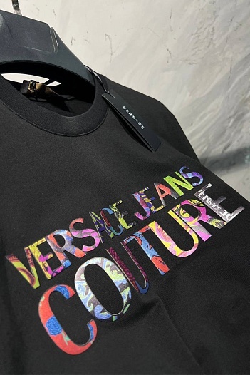 Мужская чёрная футболка Versace Jeans Couture   