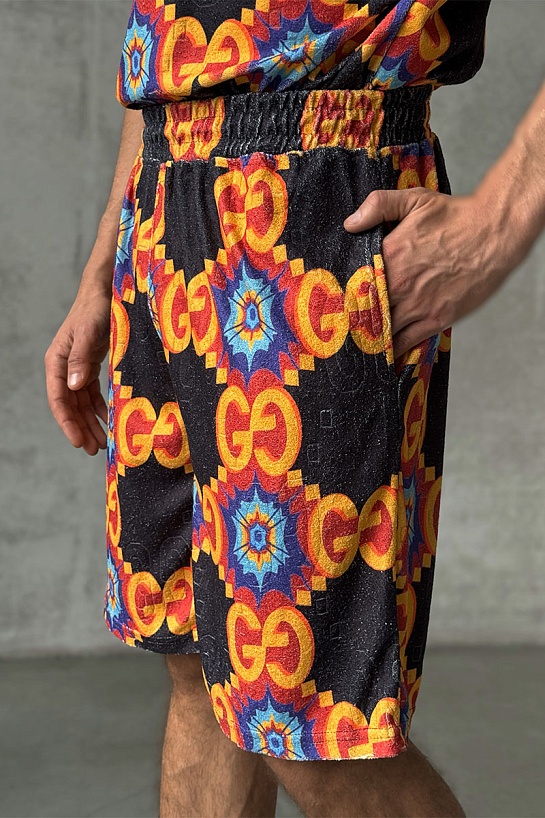 Брендовые мужские шорты Gucci GG logo all-over