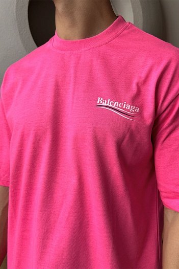 Мужская оверсайз футболка Balenciaga розового цвета   