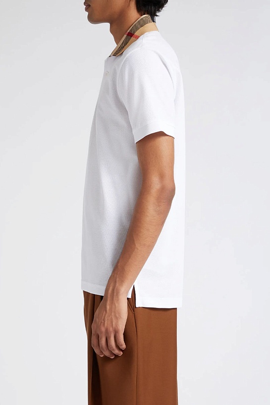 Мужское белое поло Burberry check collar