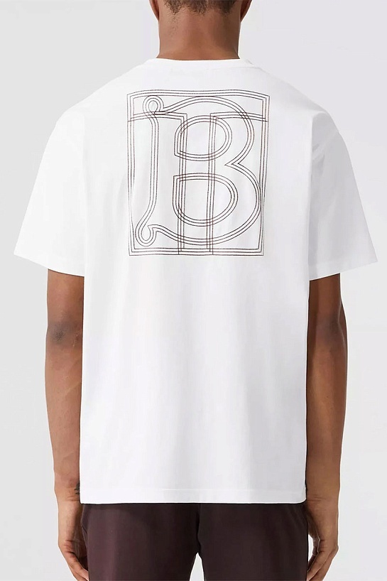 Белая оверсайз футболка Burberry TB logo-embroidered