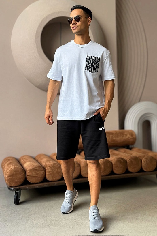 Белая оверсайз футболка Dior pocket logo