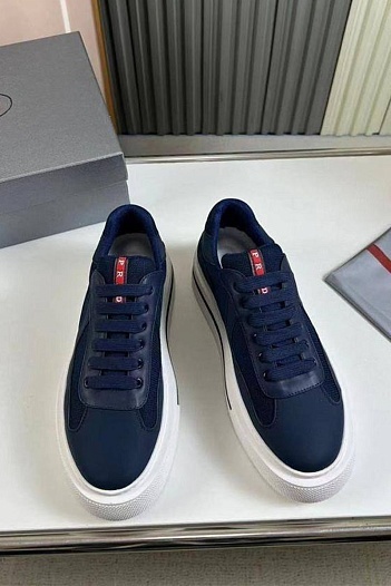 Комбинированные кроссовки Prada logo-stripe - Navy   