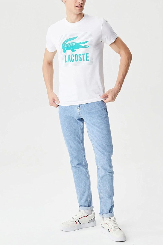 Мужская белая футболка Lacoste crocodile print