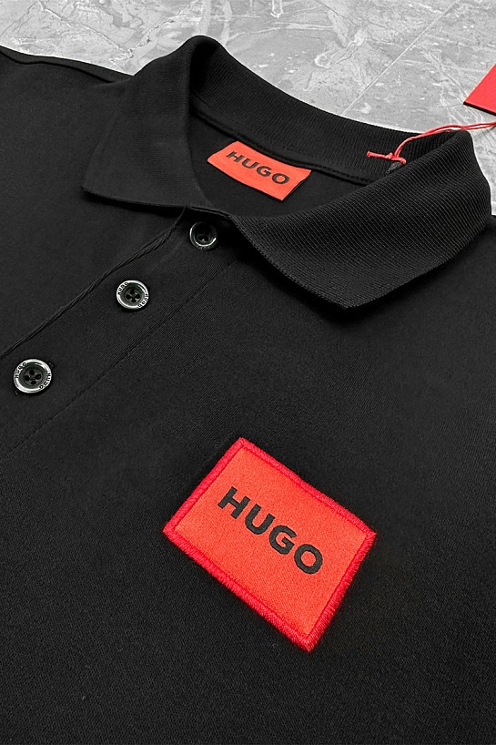 Мужское чёрное поло Hugo Boss classic badge