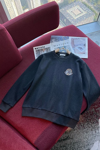 Мужской свитшот Moncler logo-patch - Grey   