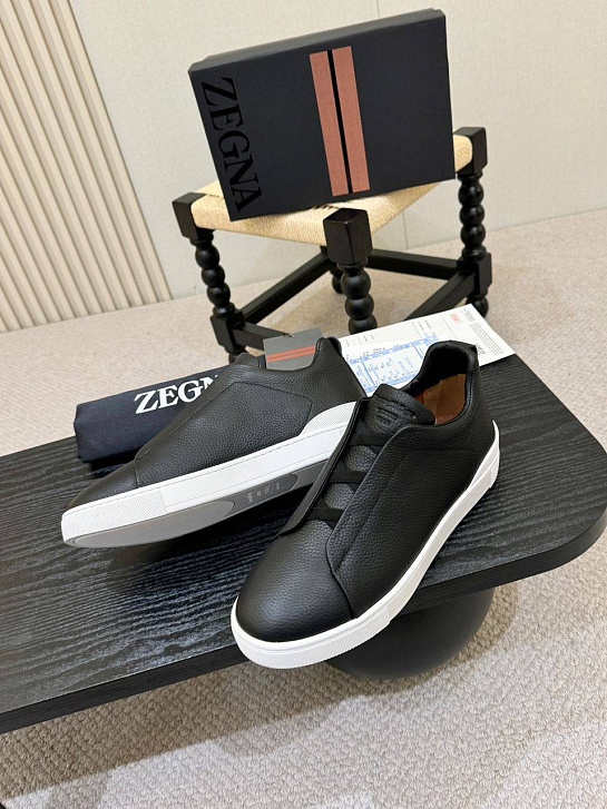 Мужские кроссовки Ermenegildo Zegna Triple Stitch - Black