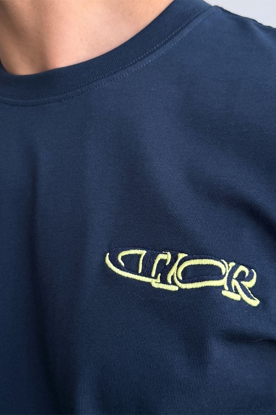 Мужская тёмно-синяя футболка Dior x Lewis Hamilton