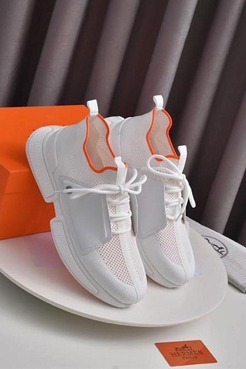 Мужские текстильные кроссовки Hermes Expert - White   
