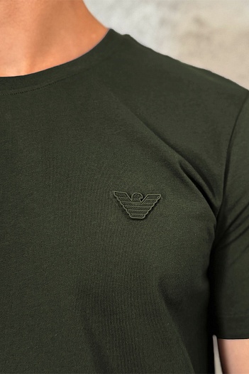Тёмно-зелёная мужская футболка Emporio Armani 7   