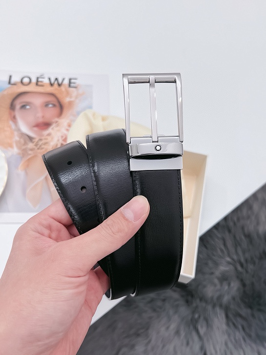 Двусторонний кожаный ремень Montblanc Premium (ширина 3.5 см)
