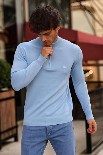 Мужской голубой джемпер Lacoste Zip Neck   