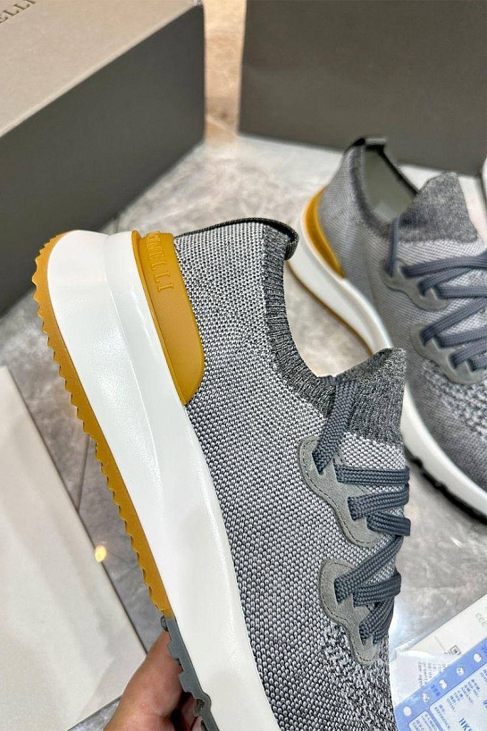 Текстильные кроссовки Brunello Cucinelli серого цвета