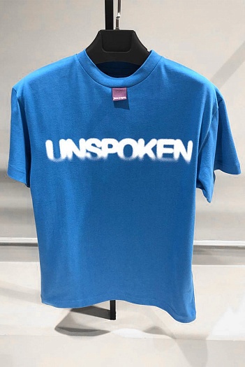 Синяя оверсайз футболка Palm Angels "Unspoken"   