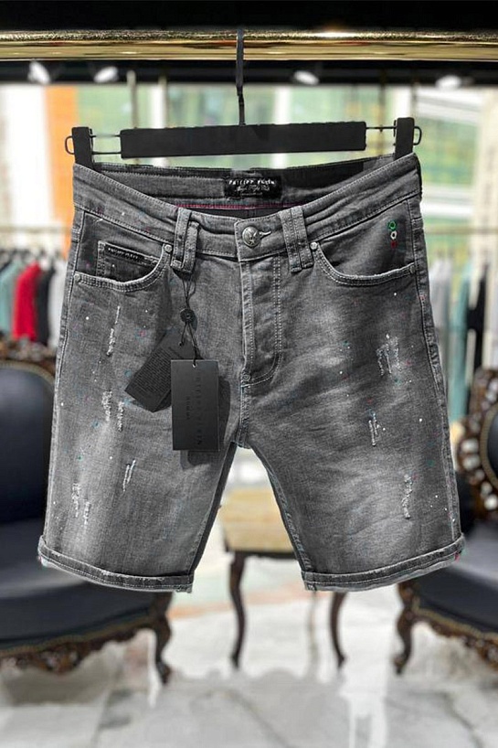 Джинсовые шорты Philipp Plein цвета антрацит