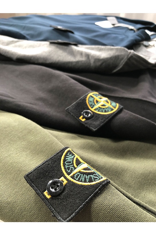 Мужской синий свитшот Stone Island с патчем на плече
