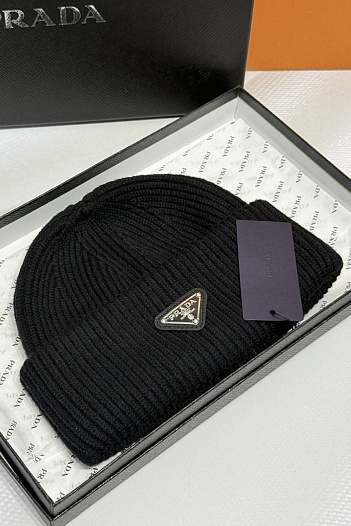 Шапка Prada logo-patch premium - Black   