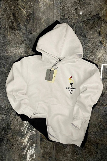Оверсайз худи Balenciaga Paris Olympics Flame embroidered-logo   