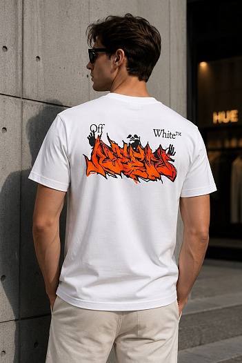 Белая оверсайз футболка Off-White logo-print   